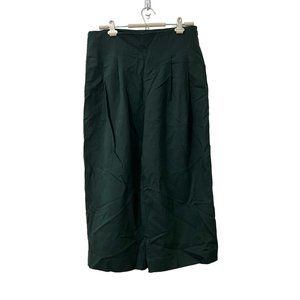 Cos Womens Dark Green Pleated Wide Leg Cropped Side Zip Pants Size 12